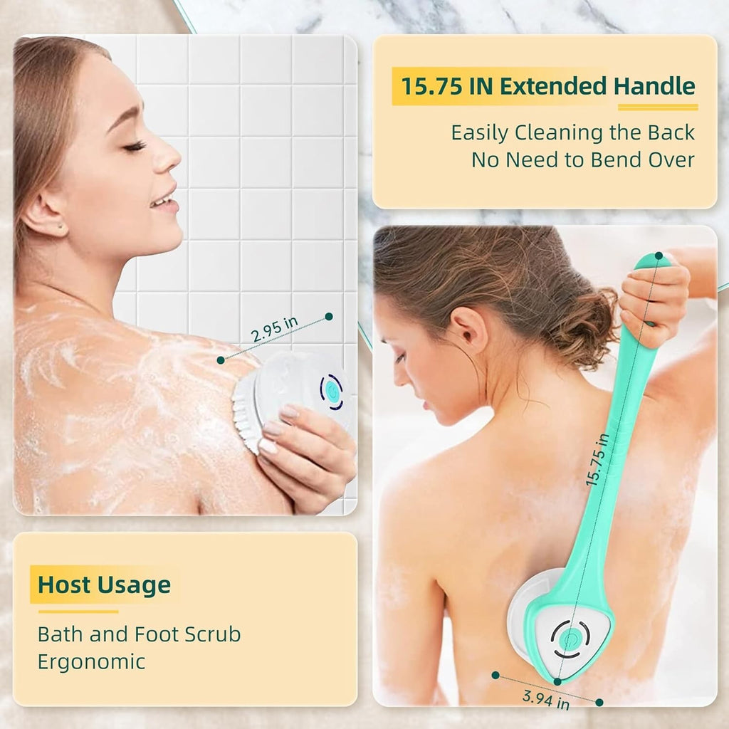 Electric Back Scrubber with Five Body Brush Head, Rechargeable (SAND FRIENDLY)