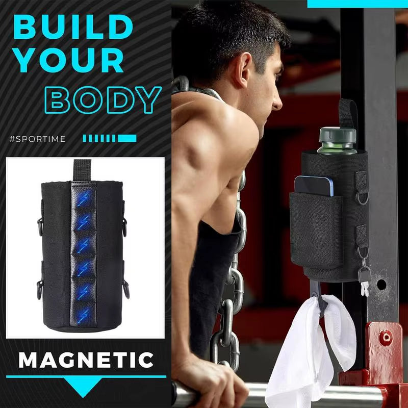 Magnetic Gym Water Bottle Bag Non Slip Magnetic Gym Sling Bag Portable Magnetic Water Bottle Carrier Holder for Gym Accessories