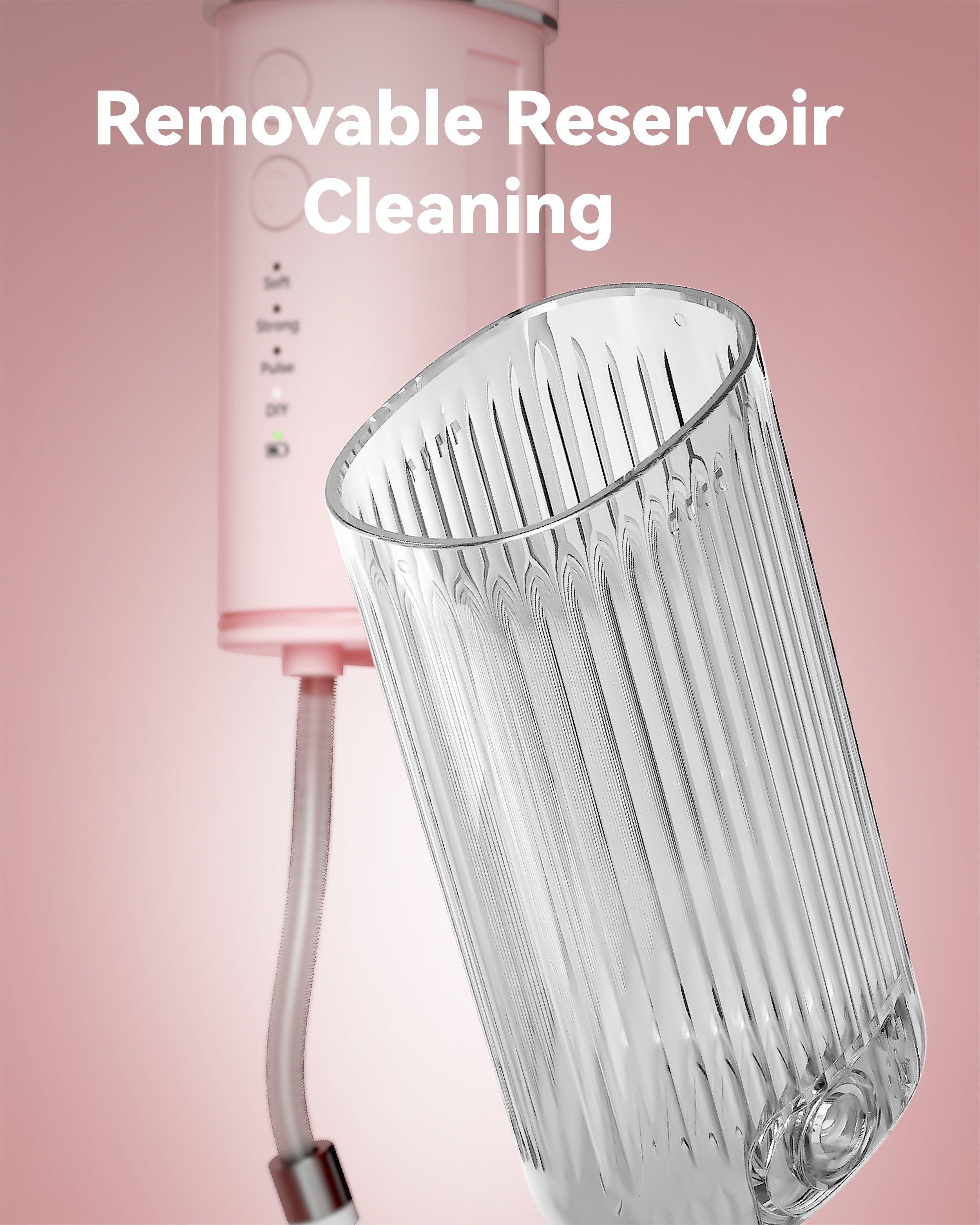 Mini Cordless Water Flosser for Teeth with 5 Jet Tips and Travel Bag, 3+DIY Modes 230ML Telescopic Tank Portable Rechargeable Water Flosser Dental Oral Irrigator, Pink