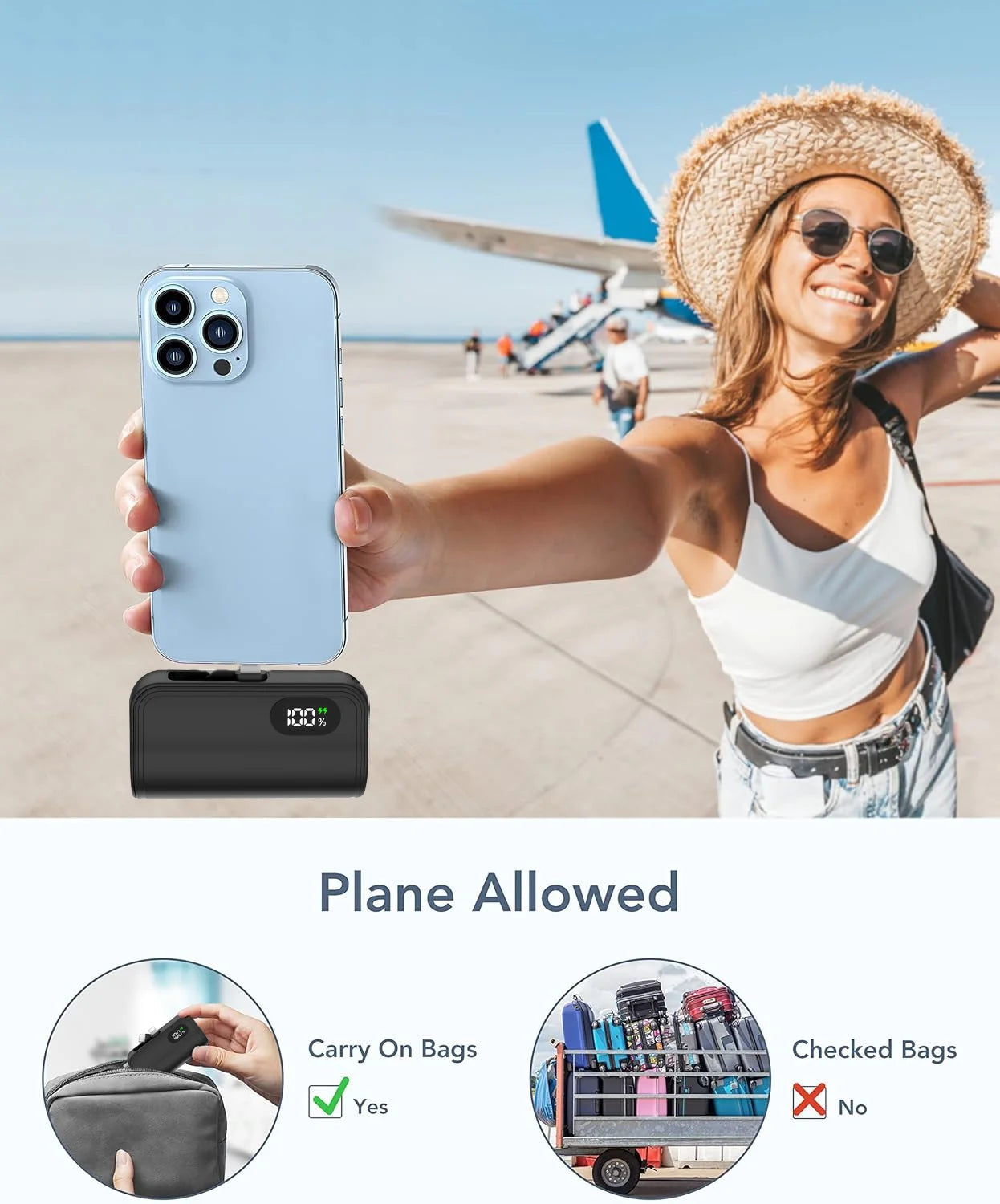 Mini Portable Charger 6000Mah Power Bank,Usb C Cell Phone Portable Power, LED Display Battery Pack Compatible with Iphone 16/15/15 Plus/15 Pro/15 Pro Max/Android/Samsung/Moto/Lg Etc (Black)