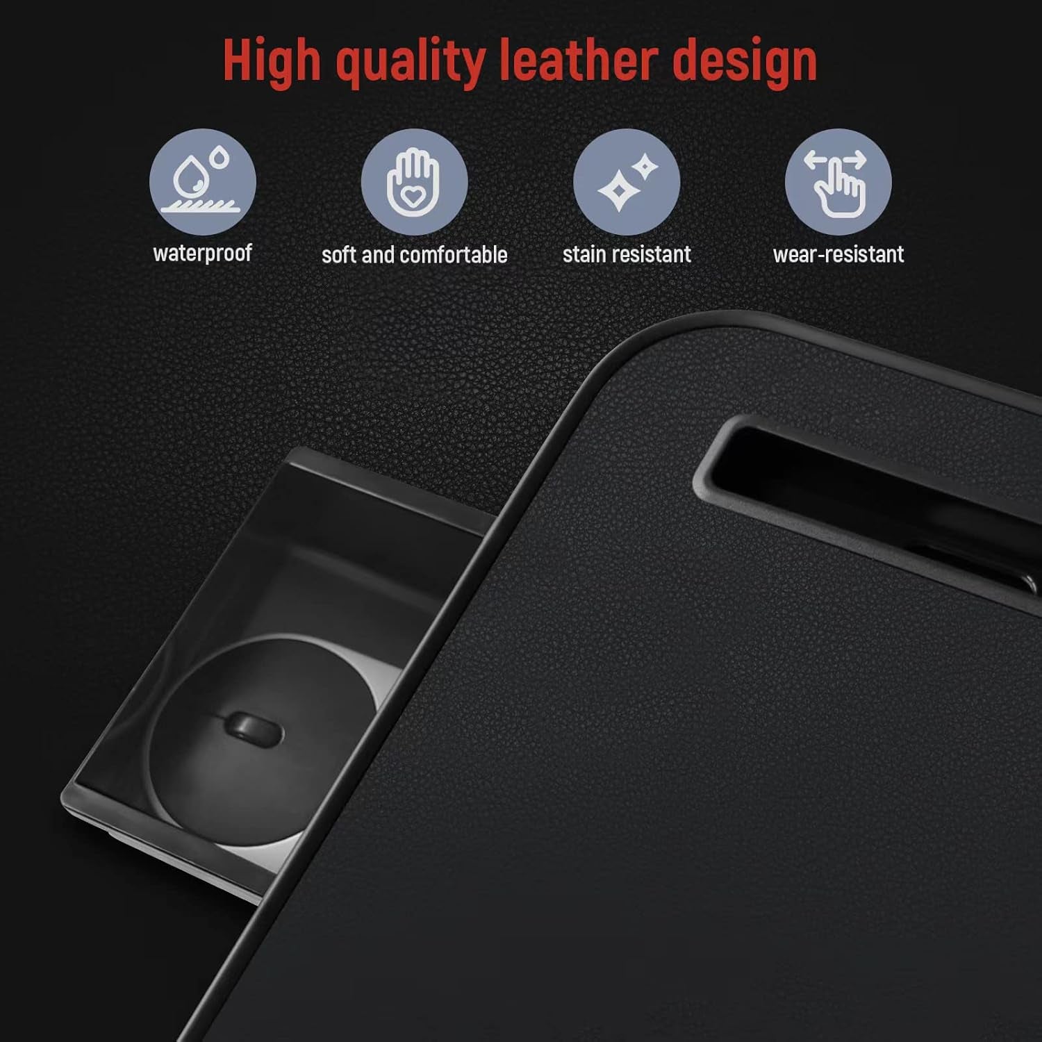 Laptop Des for Bed, Lap Dess Trays with Double Storage Drawers, Adjustable Premium Leather Laptop Stand with Extra Drawstring Bag, Foldable Lap Table for Eating, Woring, Writing and Drawing