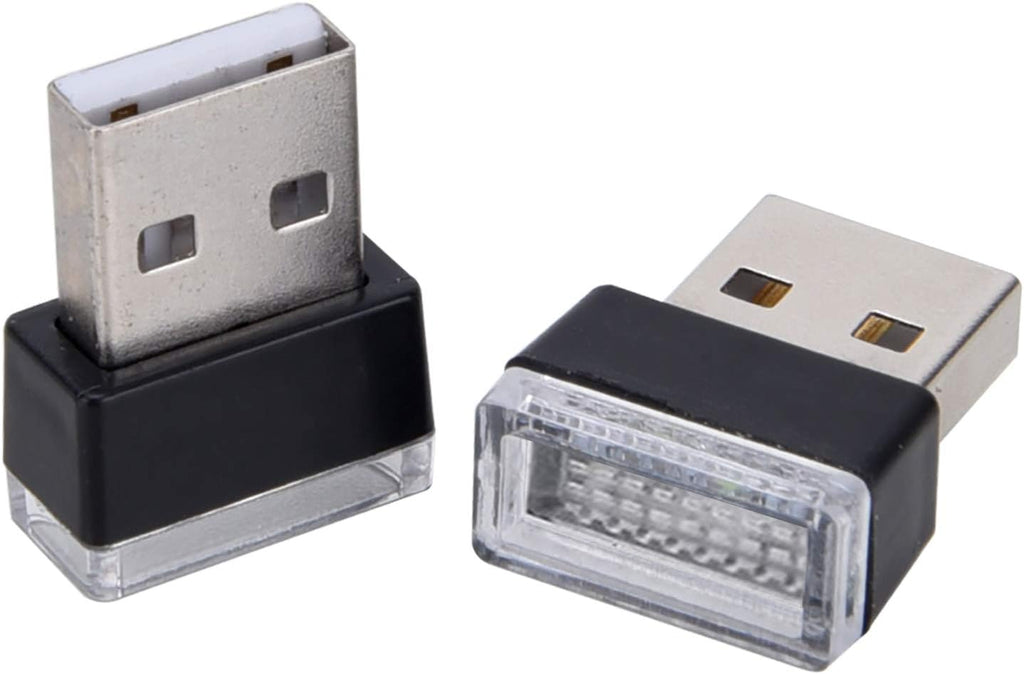 2 Pcs White Universal Mini USB LED Car Interior Ambient Atmosphere Lights for Car Interior Trunk Ambient Atmosphere