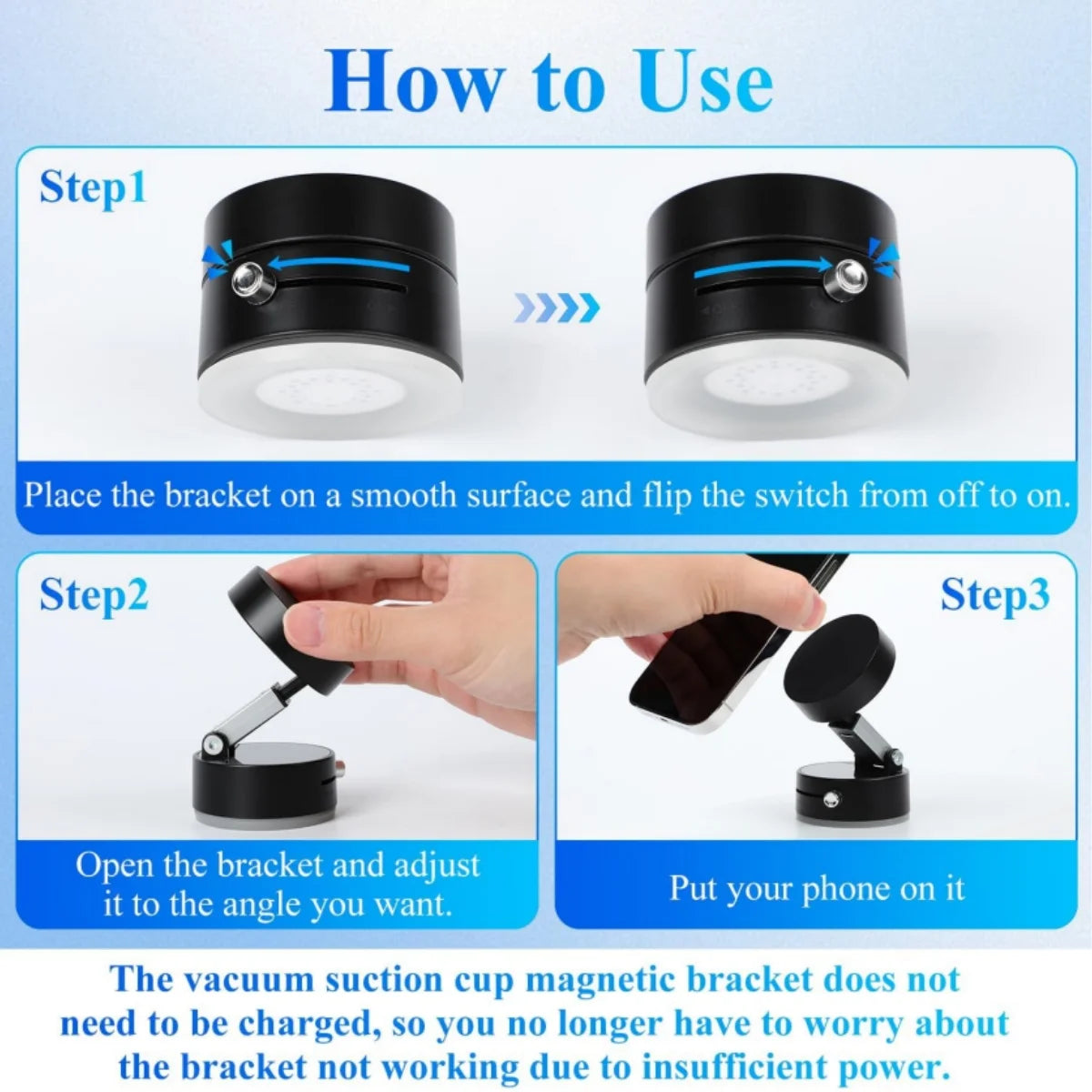 Cell Phone Holder Vacuum Magnetic Adsorption for Mount Convenient Folding Suction Cup Household Lazy Holder for Multi-Purpose Scenes
