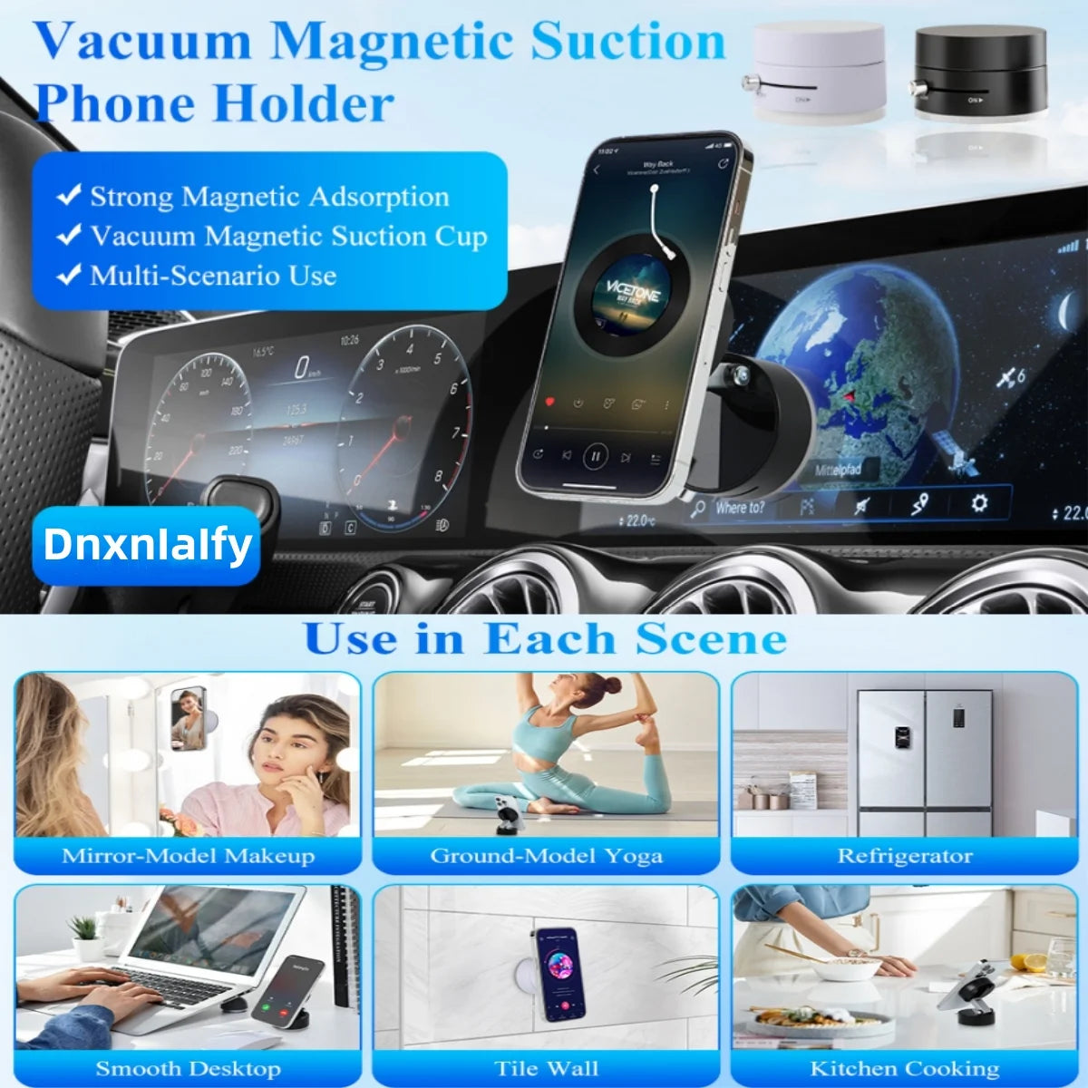 Cell Phone Holder Vacuum Magnetic Adsorption for Mount Convenient Folding Suction Cup Household Lazy Holder for Multi-Purpose Scenes