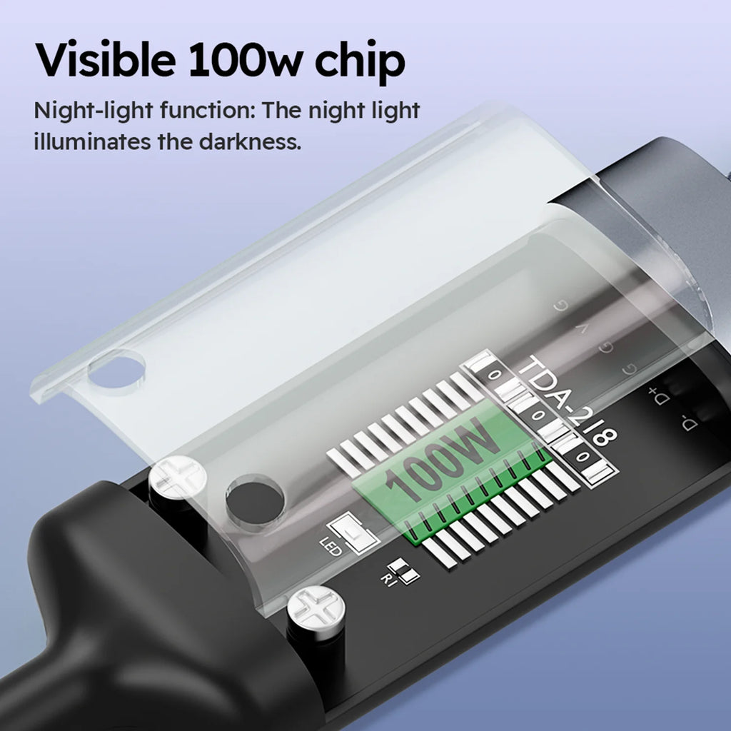 4FT 100W 3-In-1 USB Charger Cord Phone Charging Cable Fast Charging Data Cable 2PCS Black