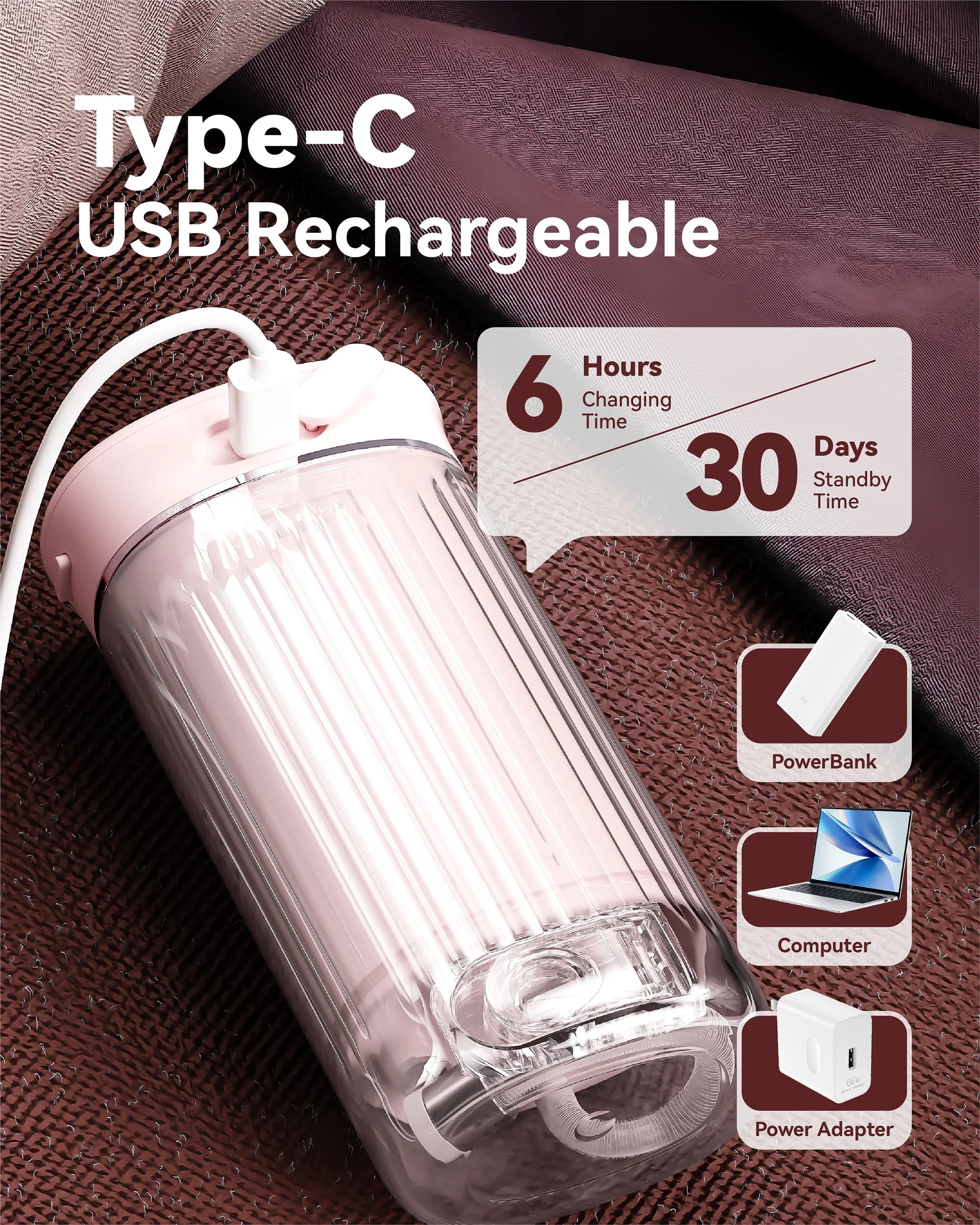 Mini Cordless Water Flosser for Teeth with 5 Jet Tips and Travel Bag, 3+DIY Modes 230ML Telescopic Tank Portable Rechargeable Water Flosser Dental Oral Irrigator, Pink