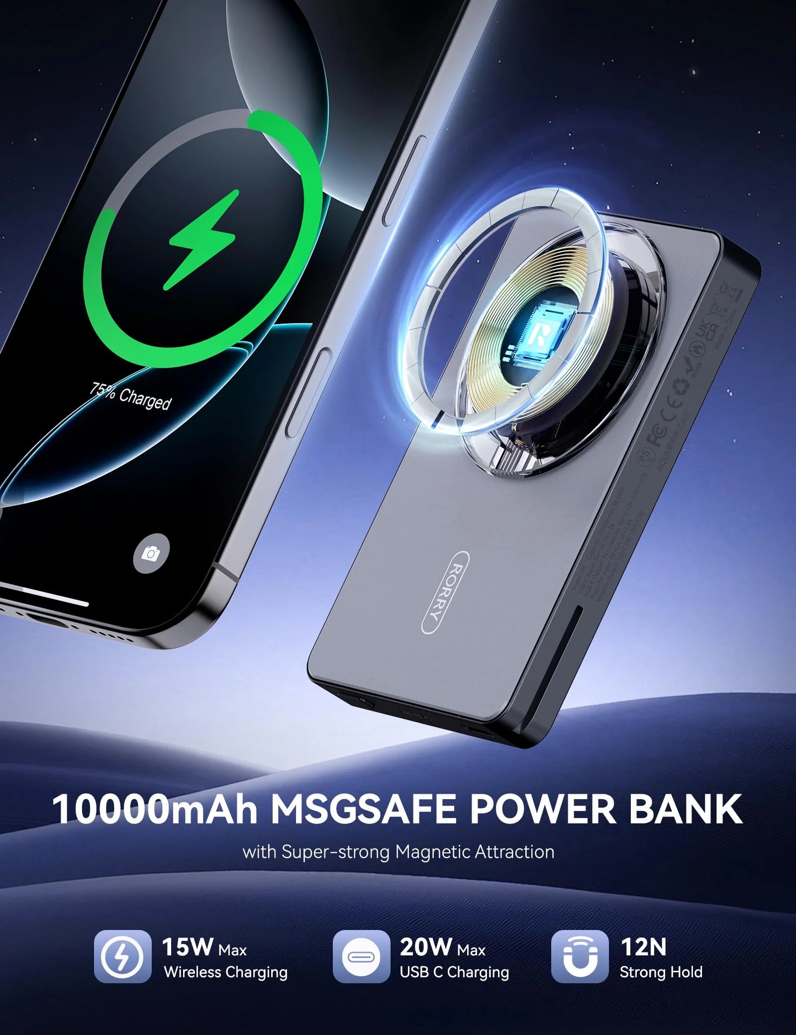 4 in 1 Wireless Charging Station Cube with 10000Mah Power Bank, 15W Fast Charger Stand Compatible with Iphone 16/15/14 & Apple Watch & Airpods (45W USB C Charger Adapter Included)