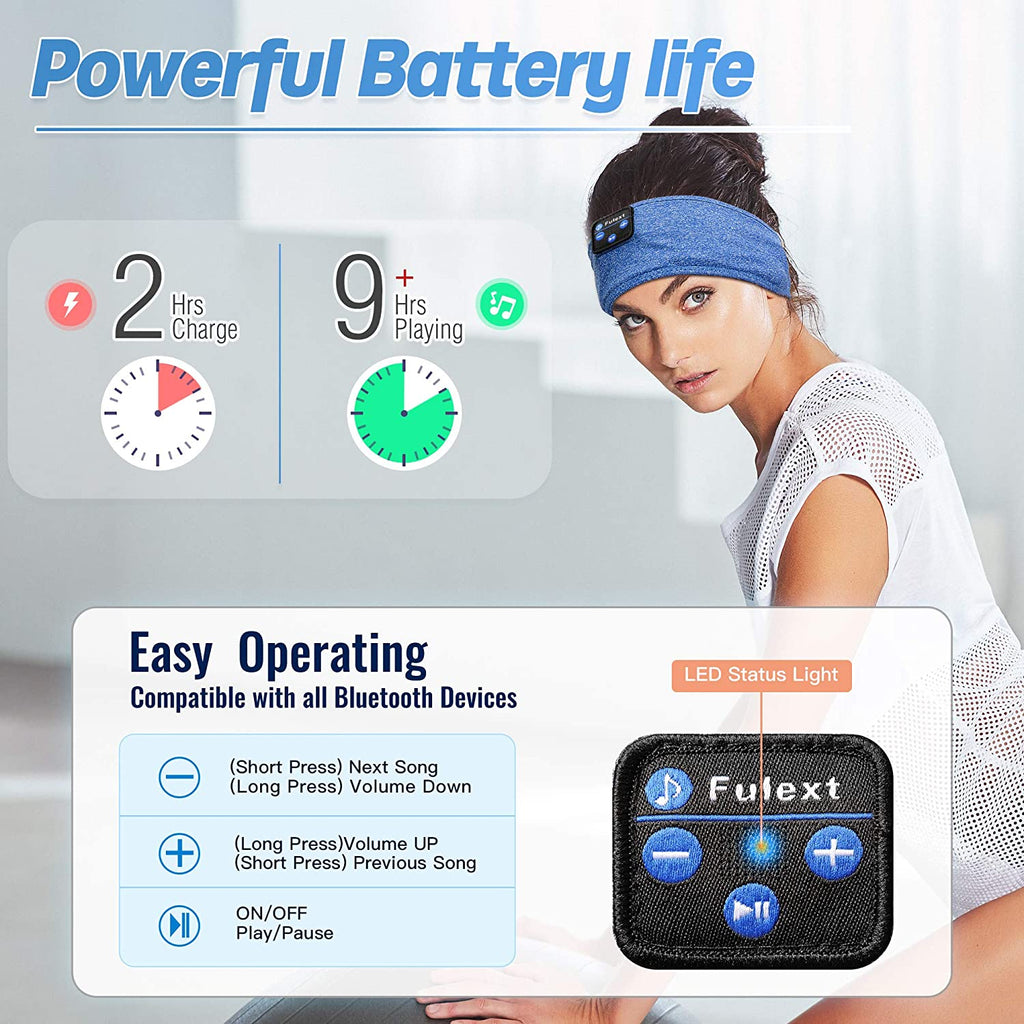 Bluetooth Headband, Soft Side Sleeper Headphones for Music, Sports, Birthday & Christmas Gifts