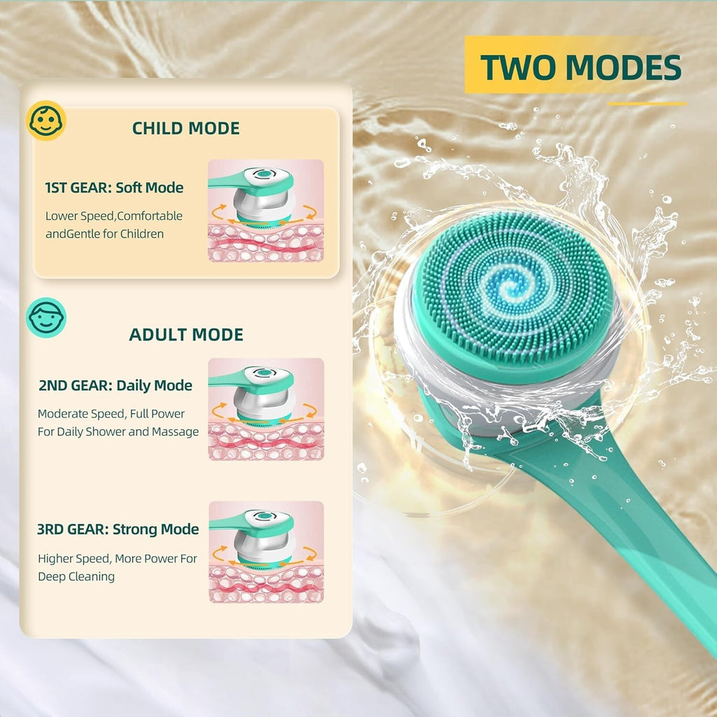 Electric Back Scrubber with Five Body Brush Head, Rechargeable (SAND FRIENDLY)