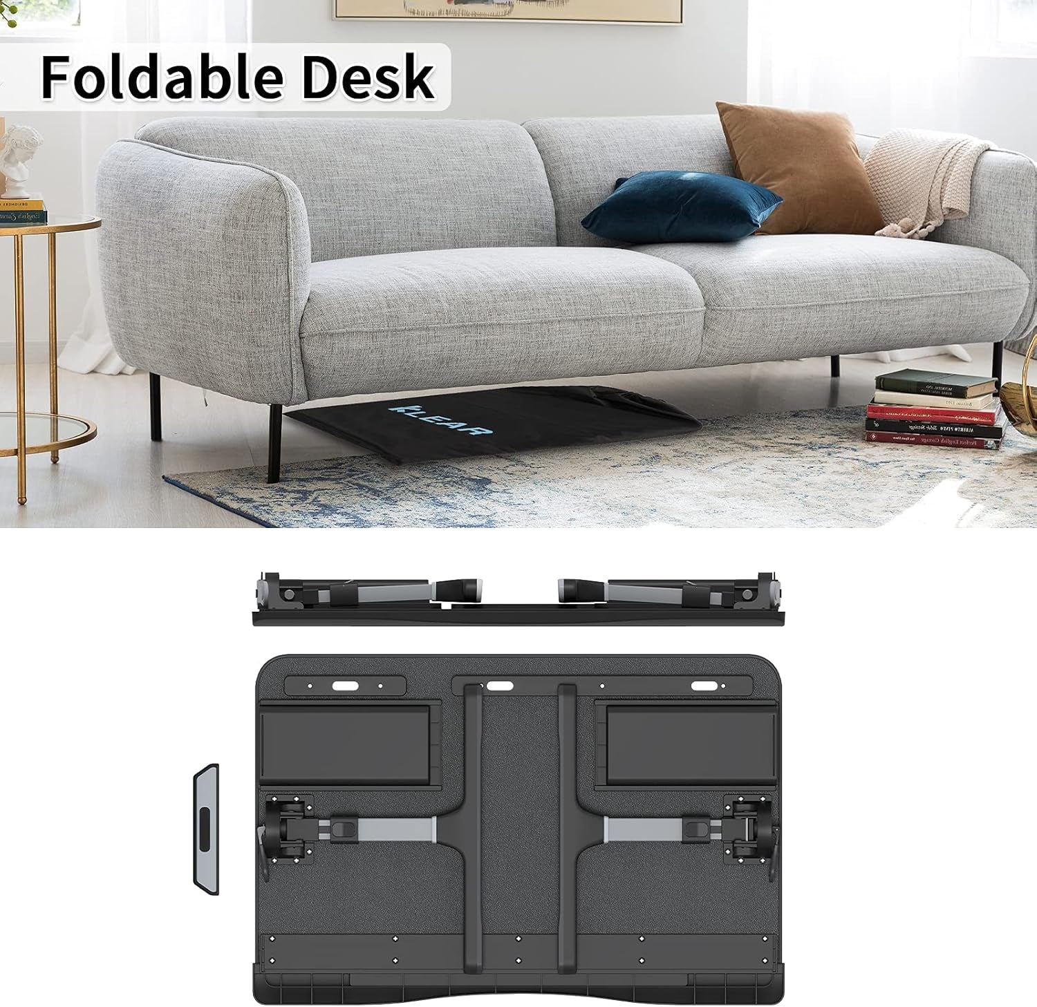 Laptop Des for Bed, Lap Dess Trays with Double Storage Drawers, Adjustable Premium Leather Laptop Stand with Extra Drawstring Bag, Foldable Lap Table for Eating, Woring, Writing and Drawing