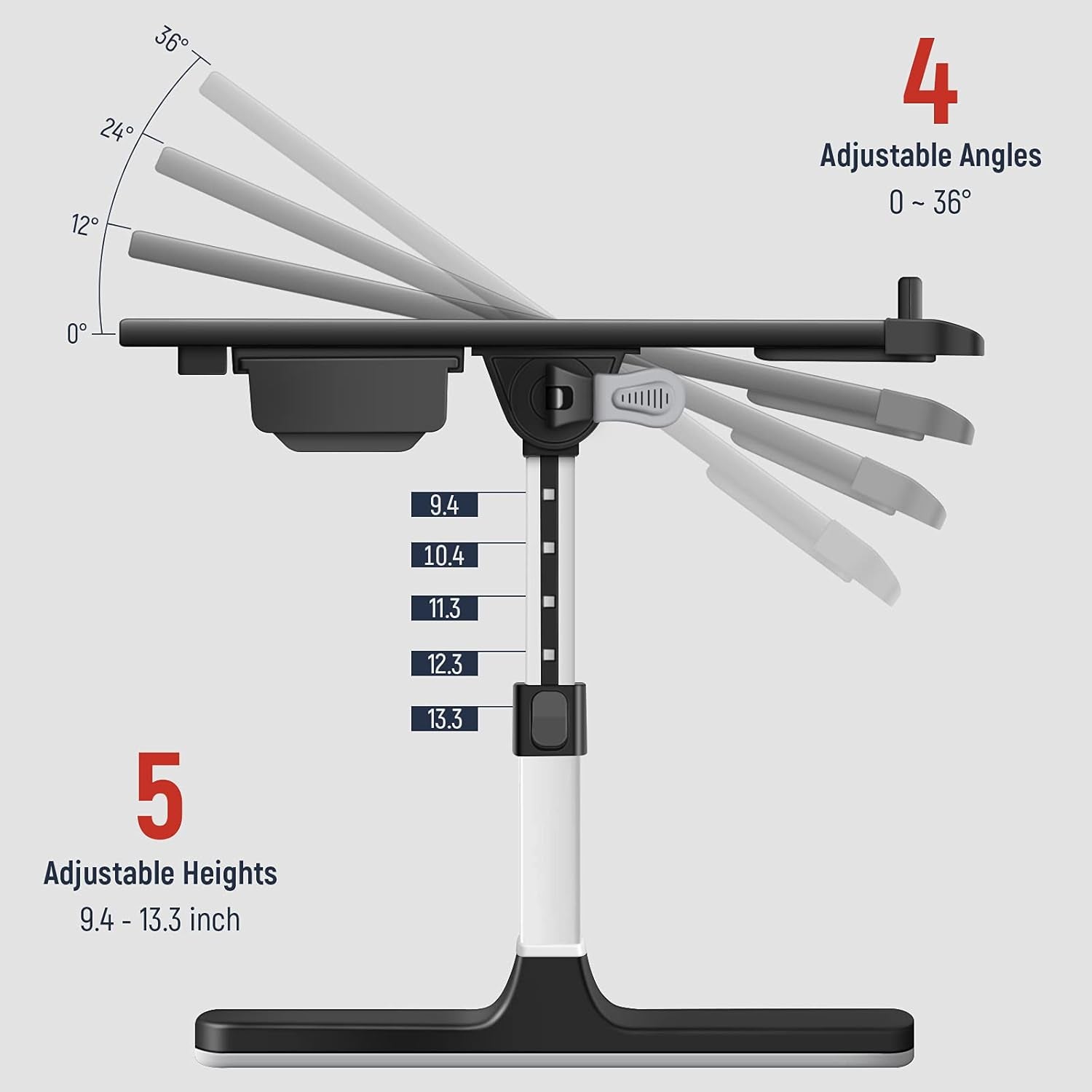 Laptop Des for Bed, Lap Dess Trays with Double Storage Drawers, Adjustable Premium Leather Laptop Stand with Extra Drawstring Bag, Foldable Lap Table for Eating, Woring, Writing and Drawing